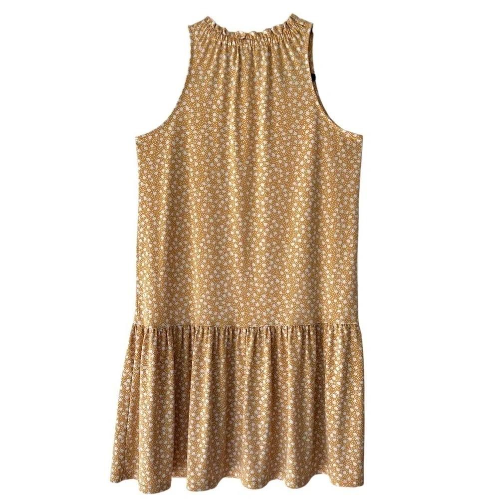 BANANA REPUBLIC | NWOT KNIT FLOUNCE SHIFT DRESS PETITE PRINT HONEY ORANGE | XS